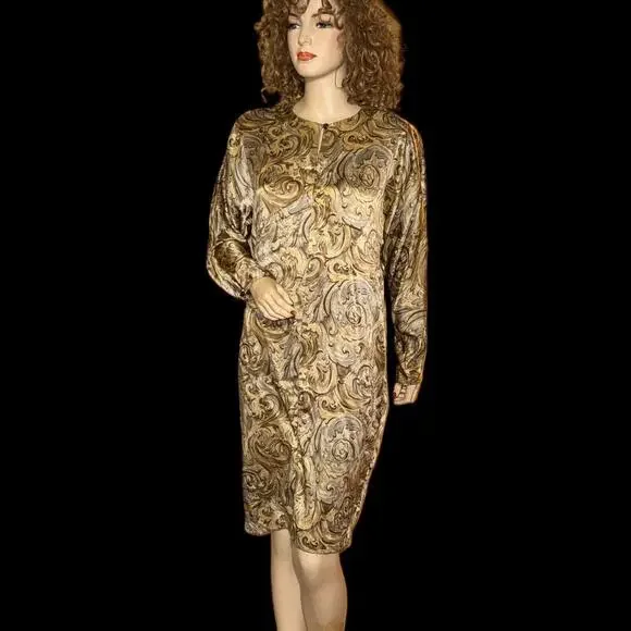 Dresses | Vintage 9s Gillian Silk Dress Art Nouveau Print Browns Sz 8 |  Poshmark